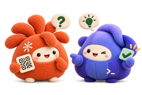 两个毛绒伙伴一起解答问题，AI 角色场景示意
